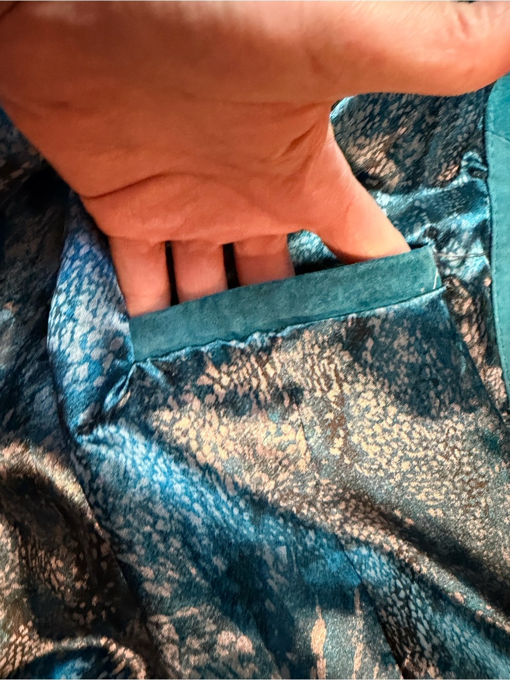 Dennis by Dennis Basso Teal Suede Leather Jacket Y2K Statement Coat M - Picture 12 of 13